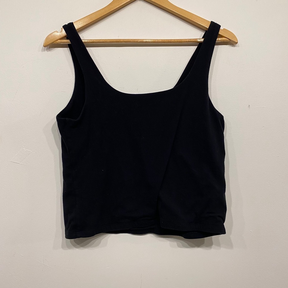 A New Day Womens Medium Black Scoop Neck Tank Top Cropped Sleeveless Basic Tee